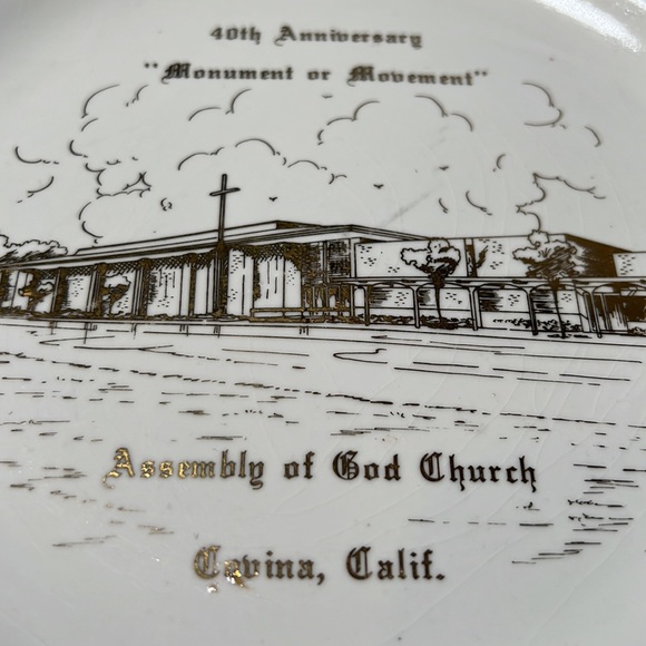 40th Anniversary "Monument or Movement" Assembly of God Church Plate - Picture 2 of 5